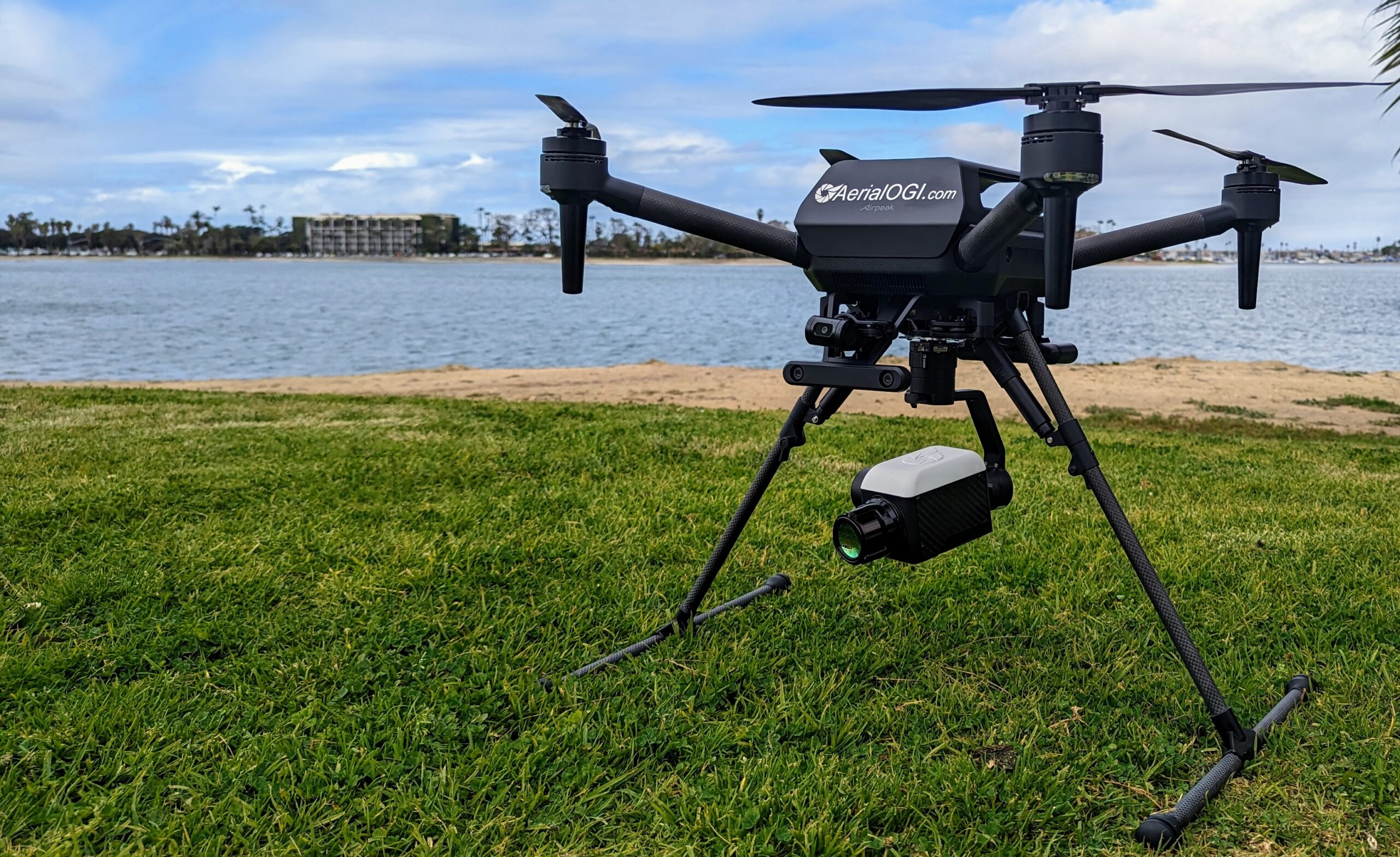 Sony Airpeak drone with AerialOGI's Optical gas imaging (OGI) payload for leak detection